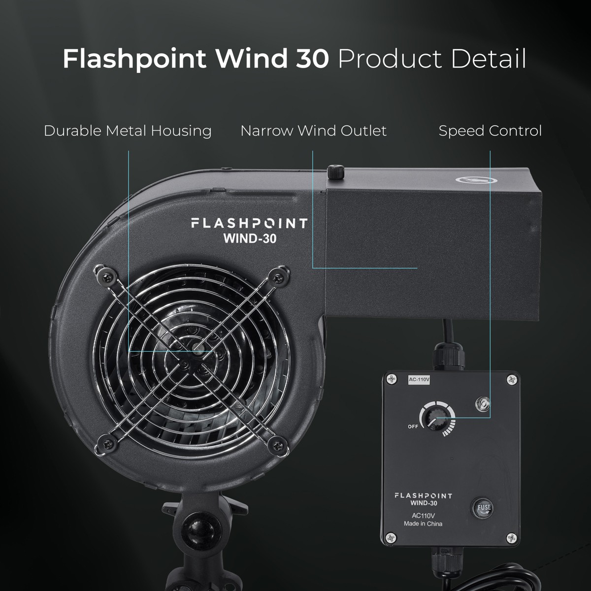 Flashpoint Wind 30 AC-Powered Studio Fan