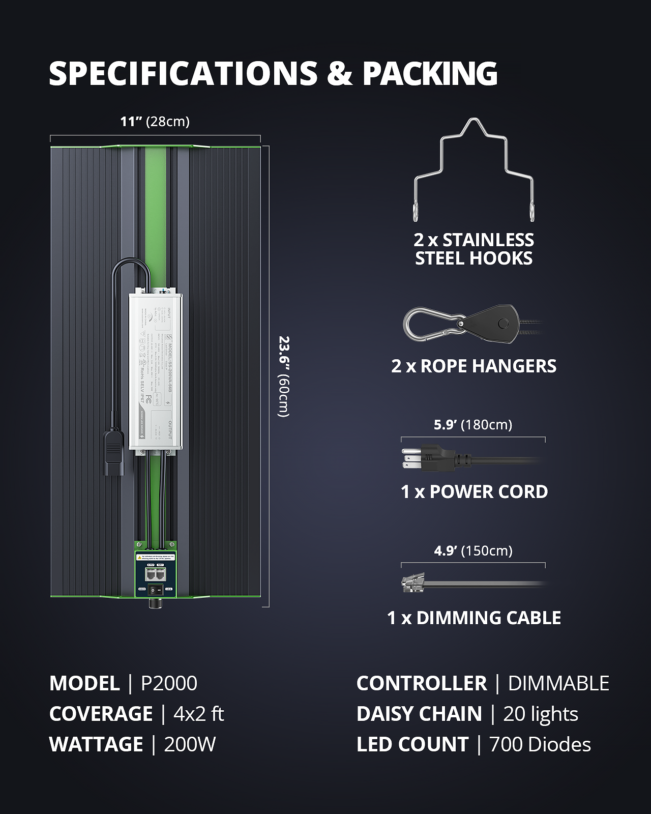 VIPARSPECTRA P2000 Led Grow Light Full Spectrum for Indoor Plants Veg Flower IR