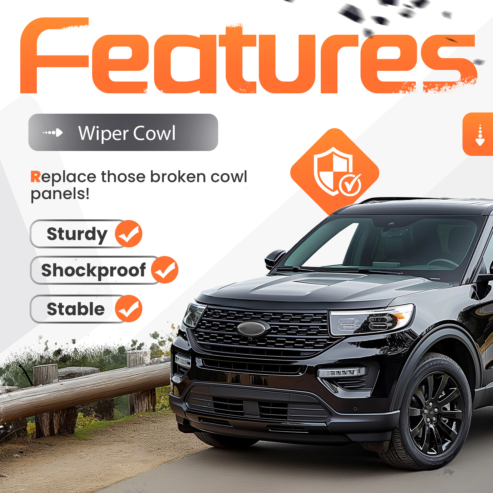 Top Windshield Wiper Cowl Grille For Ford Explorer 2011-2019 #FO1271109