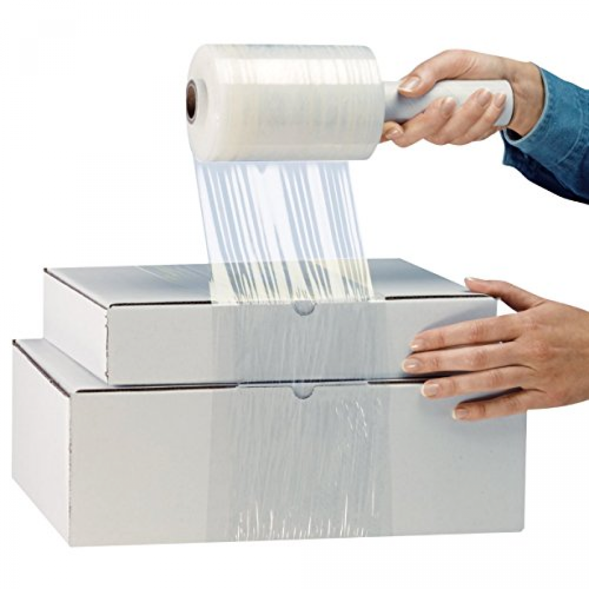 Shrink wrap Stretch Film Clear 3 Rolls 5"x1000 80 Gauge with Handle Heavy Duty
