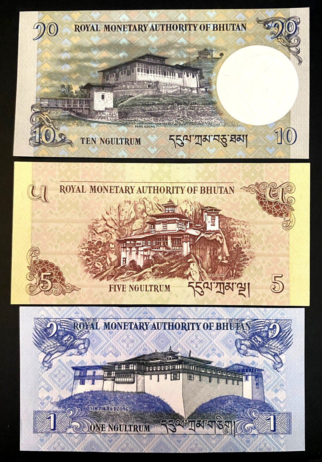 Bhutan 1,5,10 Ngultrum 2015-2019 Banknote Set World Paper Money UNC Currency