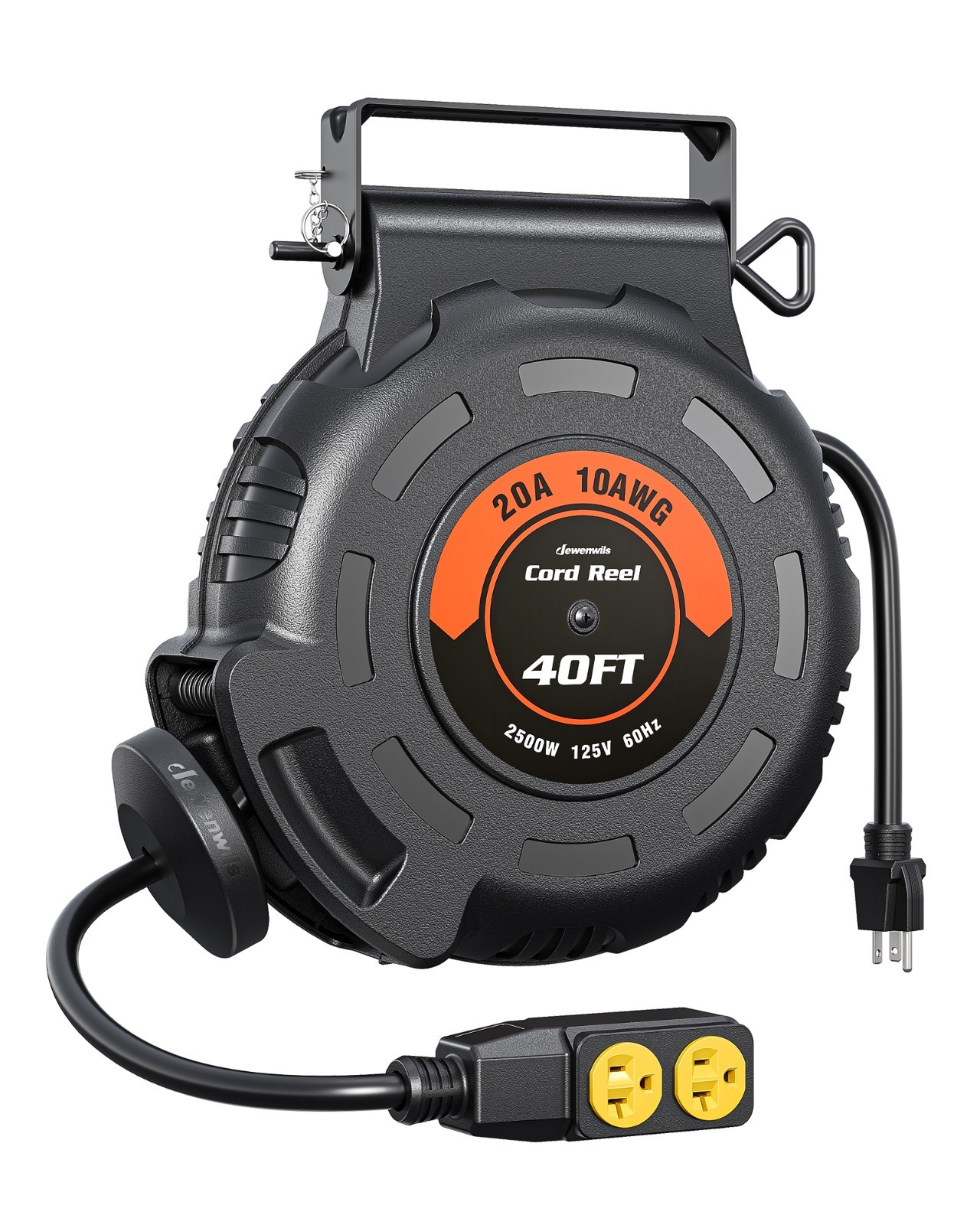 DEWENWILS Retractable Extension Cord Reel, 40FT 10AWG/3C SJTW Heavy Duty Power