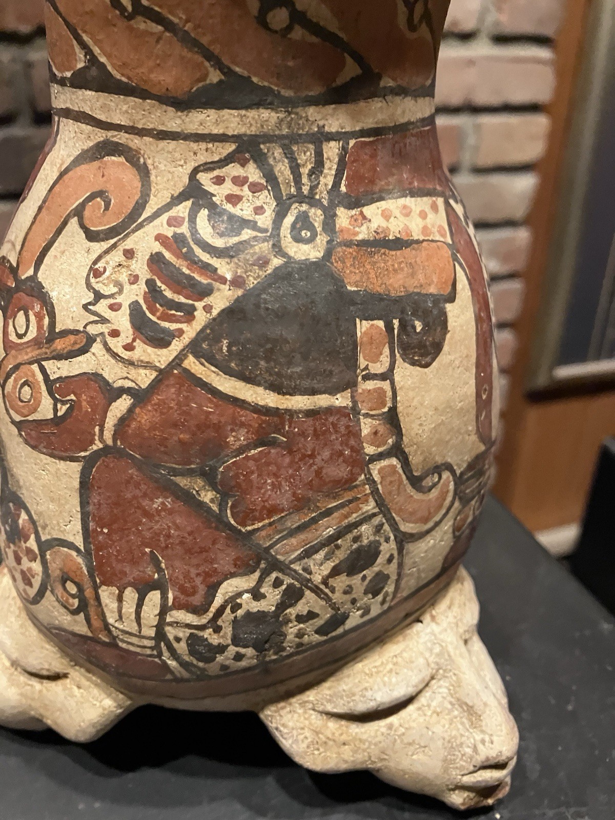 Ancient Pre Columbian Mayan Tripod Pottery Vessel 3 Faced