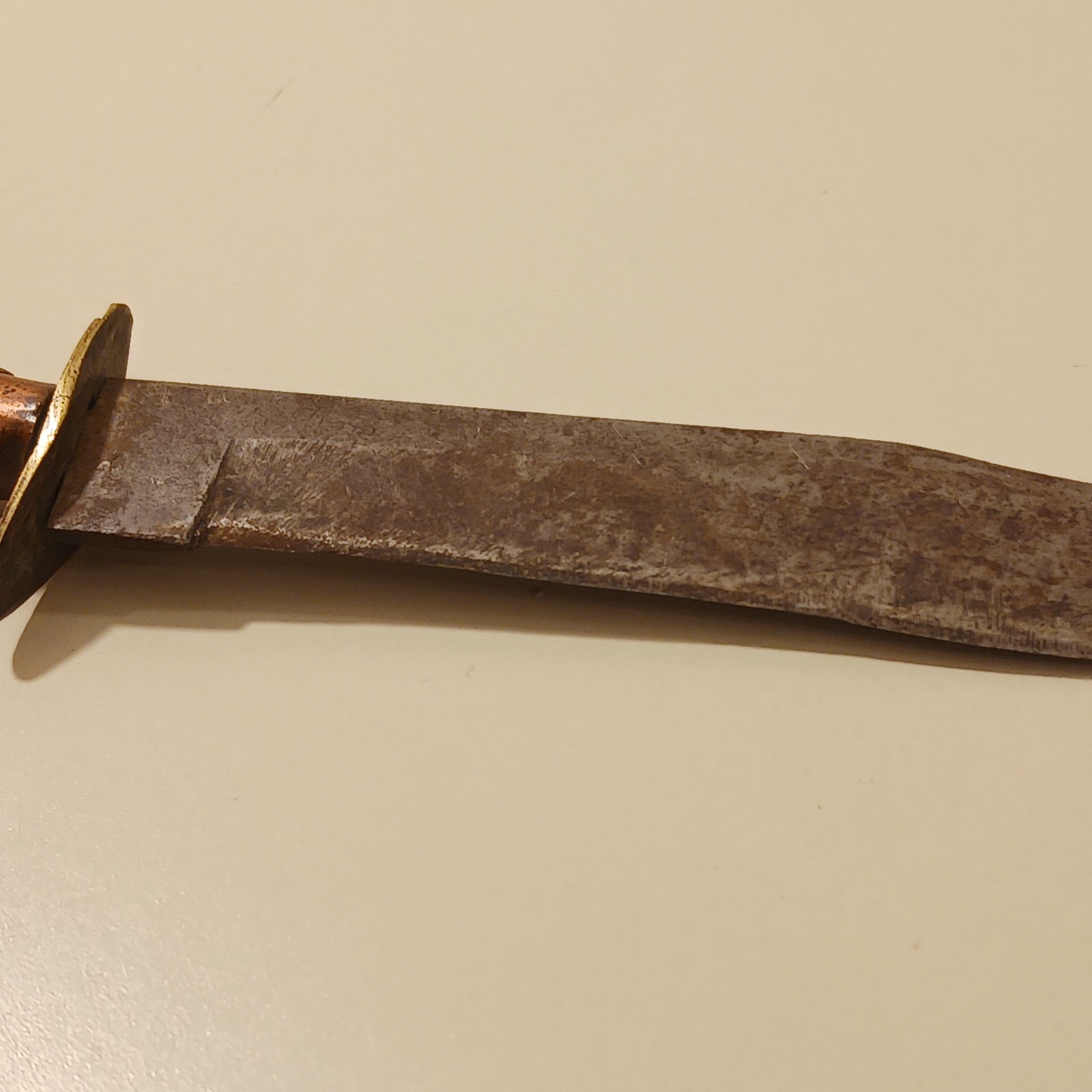 Vintage Bowie Knife Fixed Blade Hunting Survival Wood Handle Brass Bolster Gear