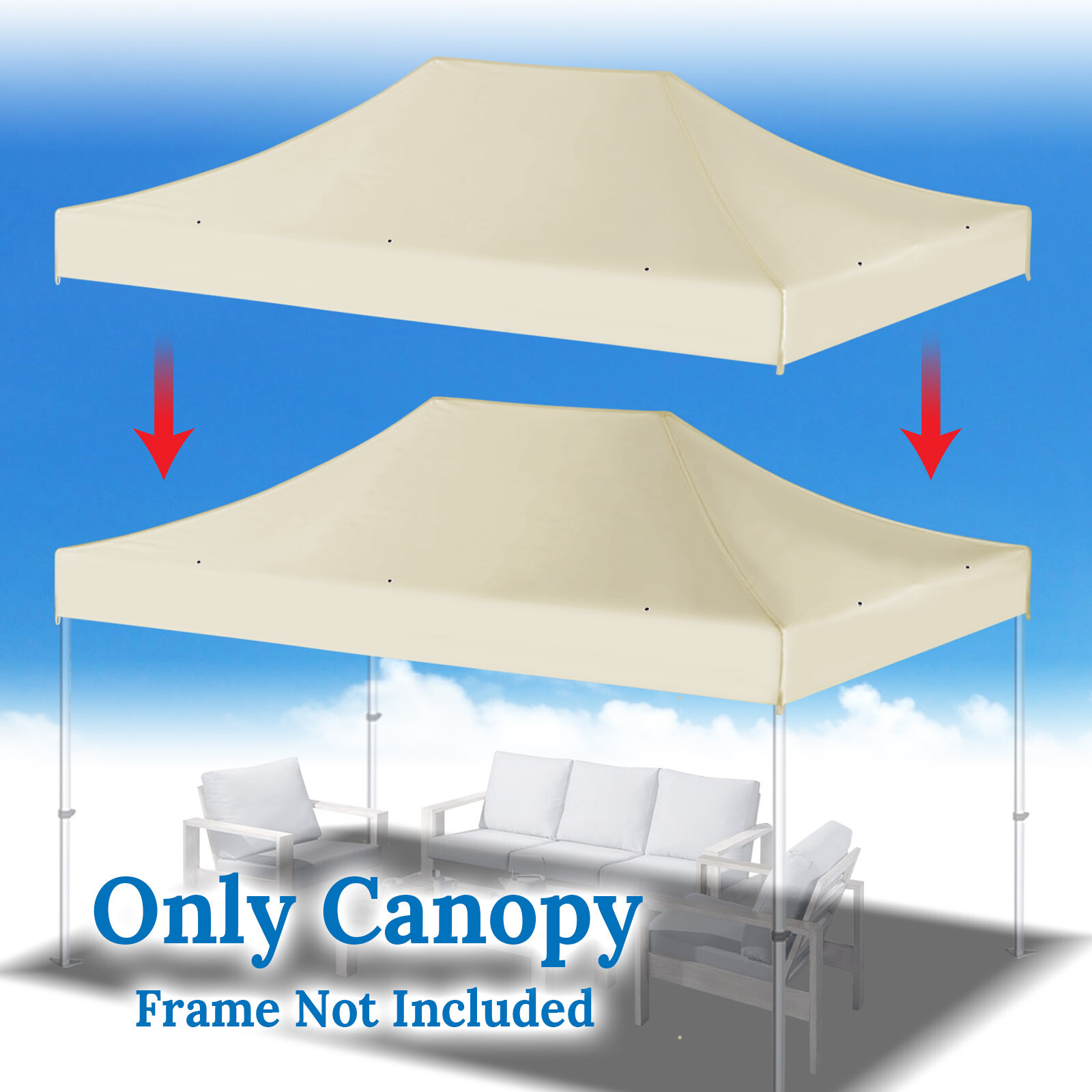 10'x15' American Style Gazebo Replacement Canopy Cover