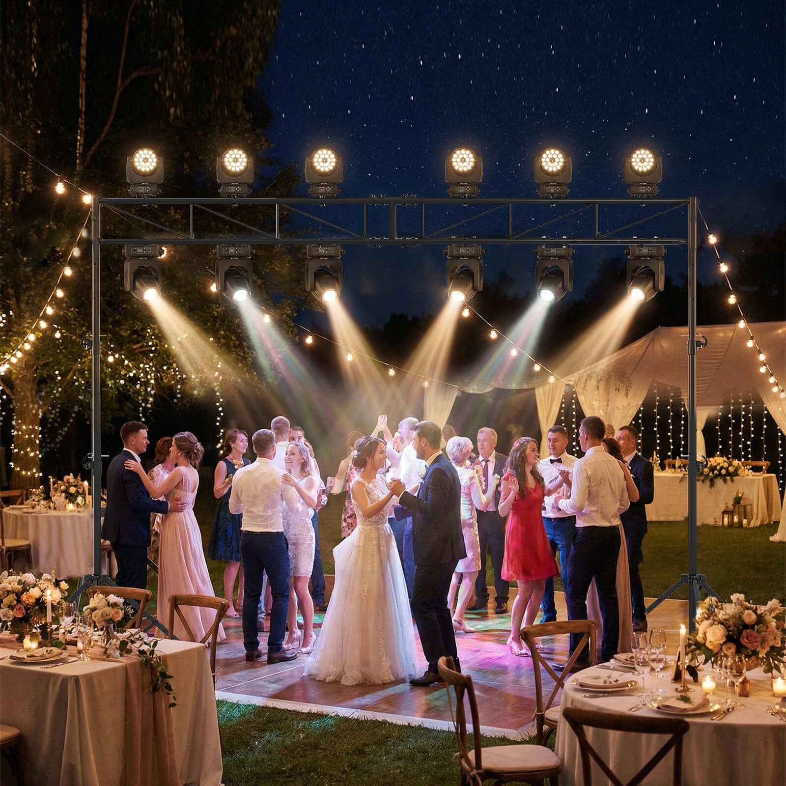 Portable Lighting Truss System w/2 Folding Tripods, 12 Mounting Points for Bands