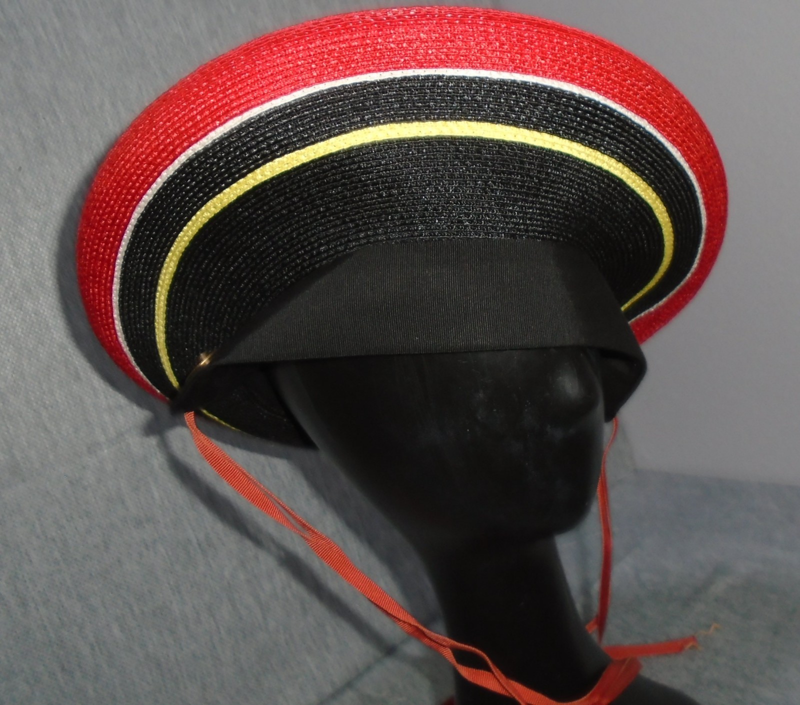 YSL Yves Saint Laurent Designer Vintage RED Black Hat