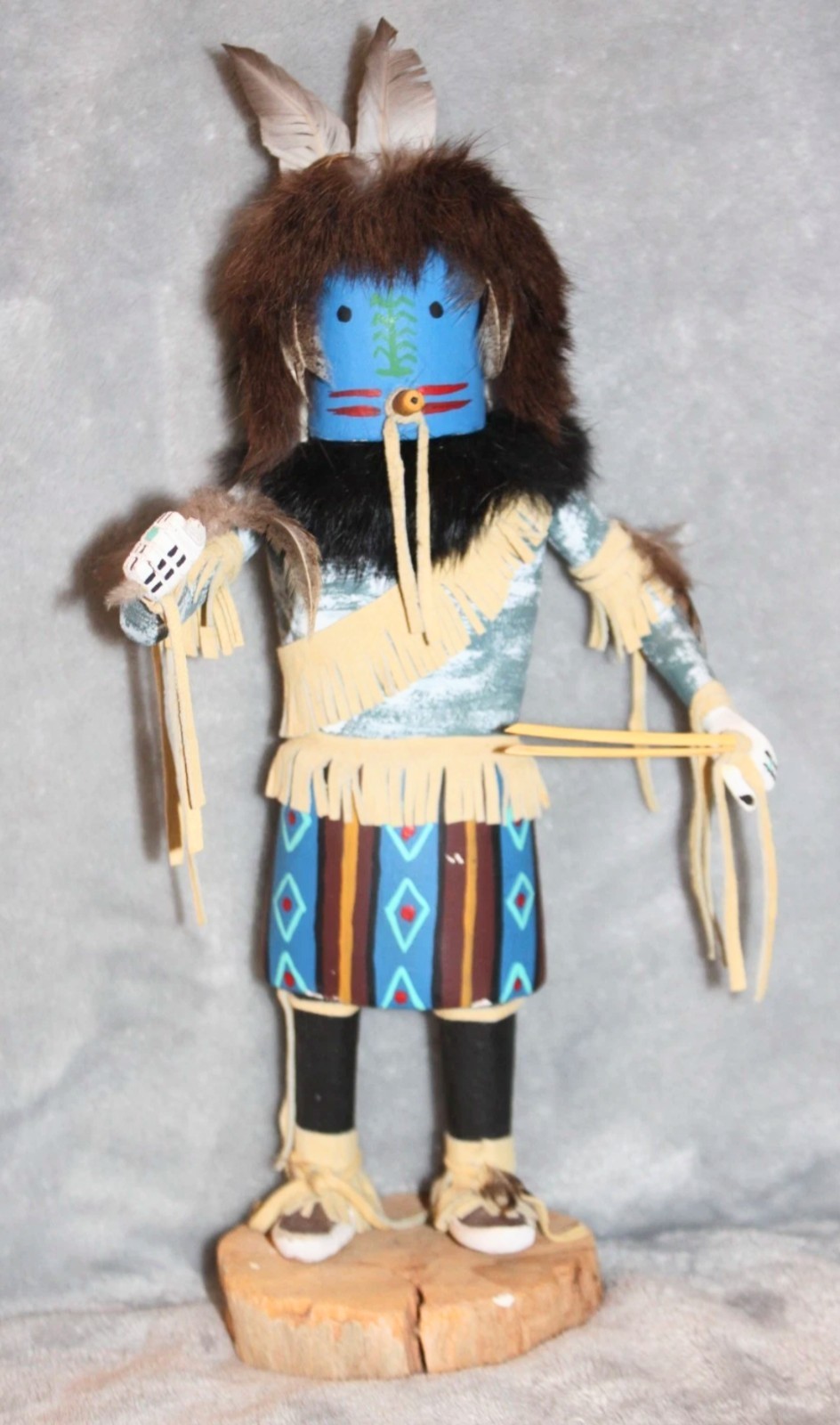 13" Signed Jean Yazzie Navajo Ya’i Corn Dancer Kachina Doll Hand Carved Wood