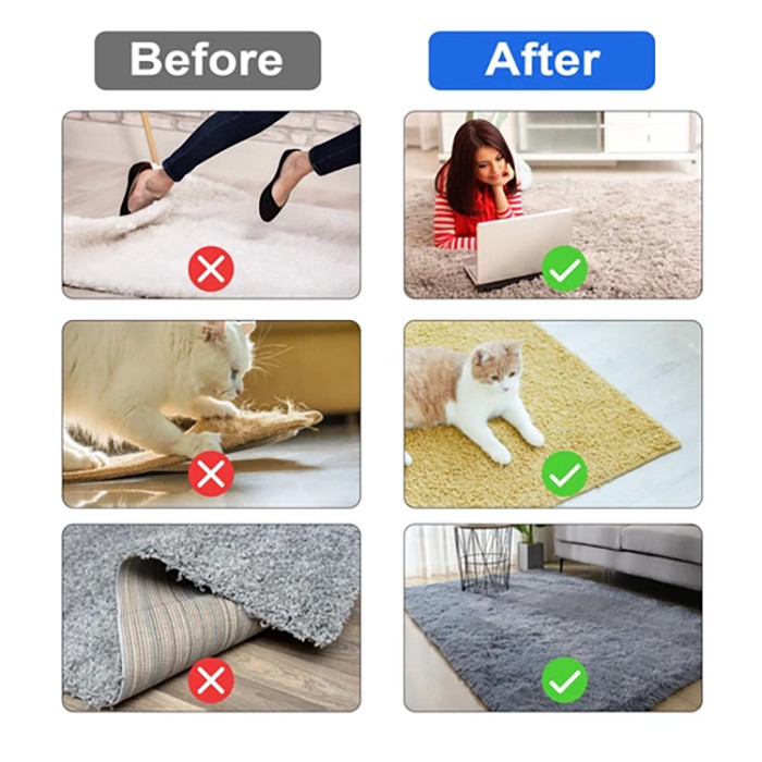 20 Pcs Non Slip Carpet Rug Mat Adhesive Grippers Reusable Rubber Tape