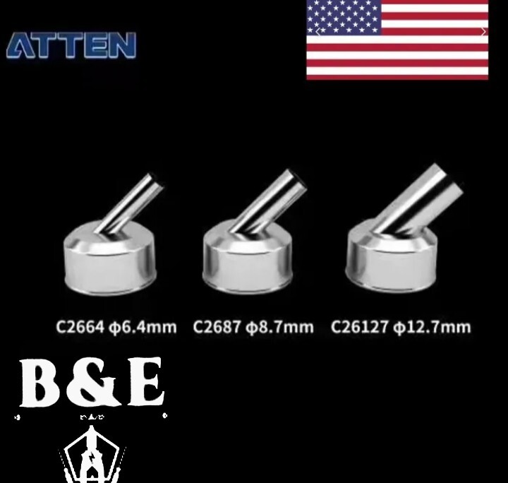 ATTEN St-862D 3pcs 45 Degree Bent Curved Nozzle hot air station