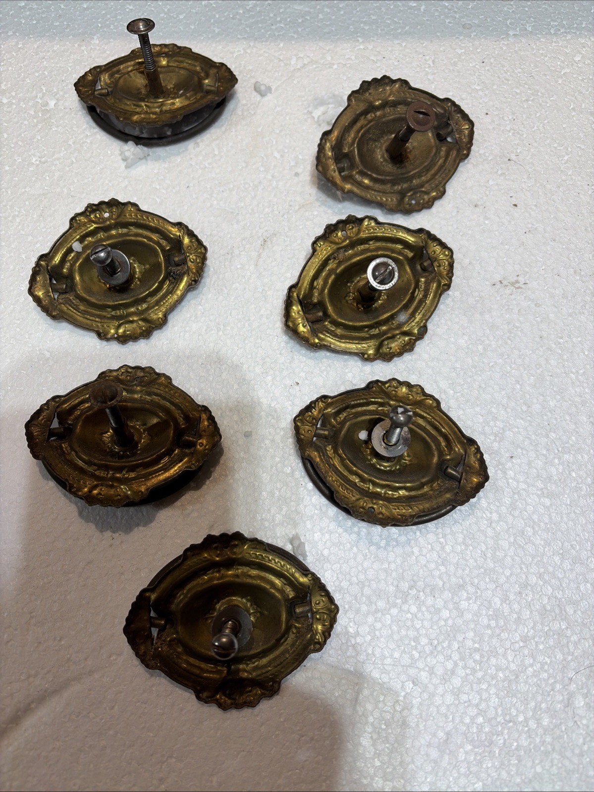 7 Vintage Metal Drop Pulls From Old Desk Ornate (storage4)