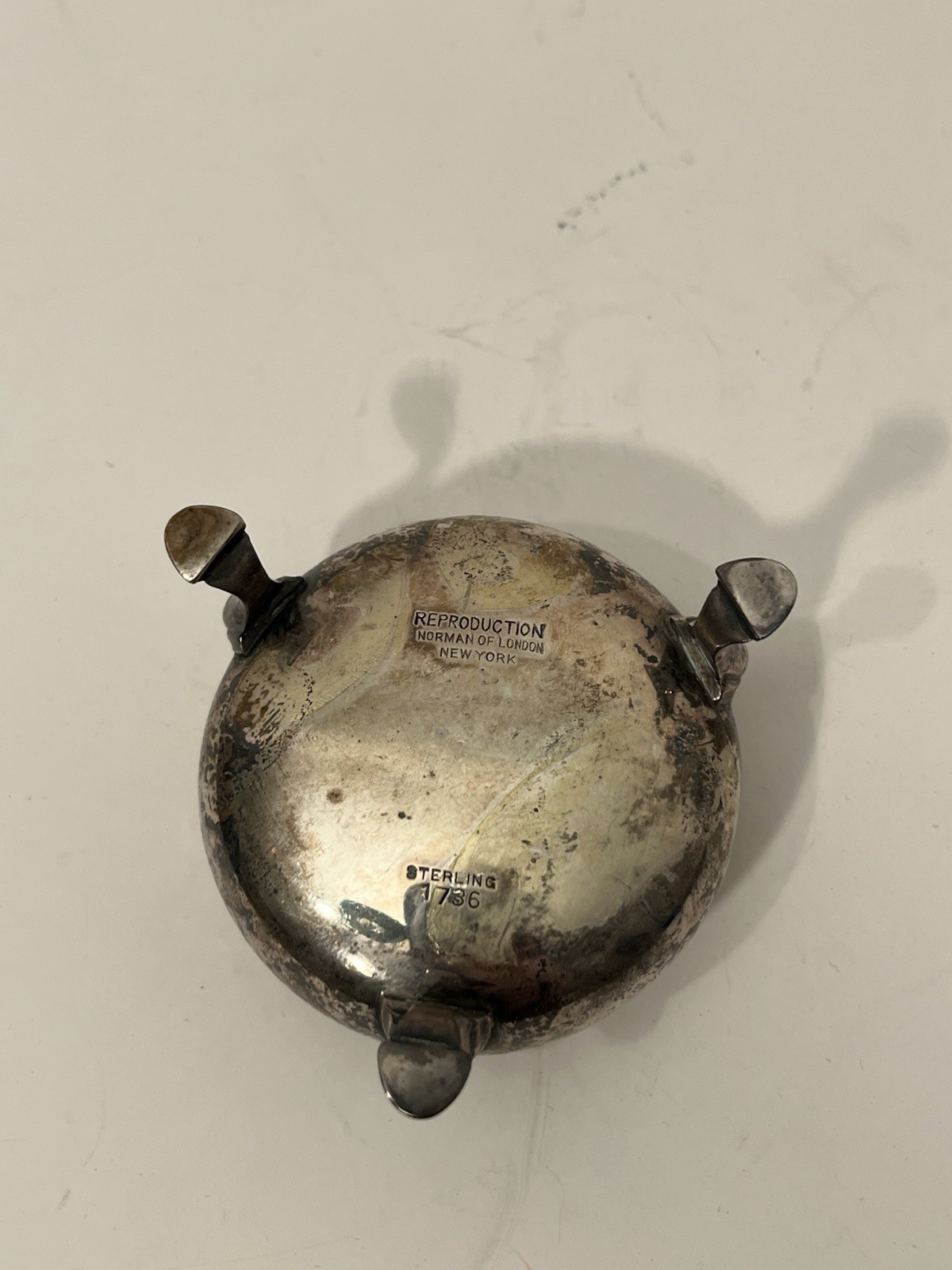 Norman of London New York Open Salt w Cobalt Glass Liner Sterling Silver