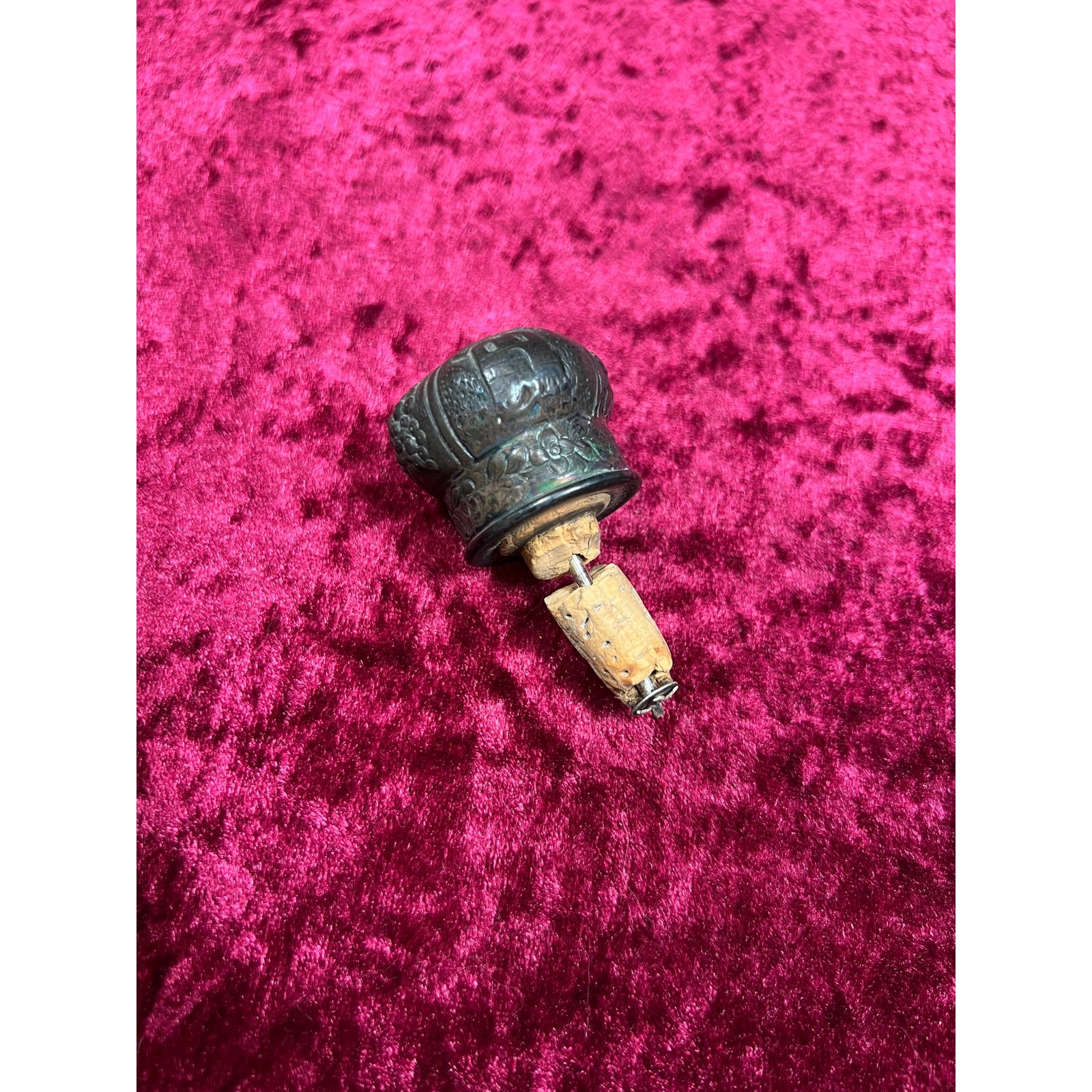 Antique Barware 18th Century Etched Glass Decanter Silver Repousse Germany