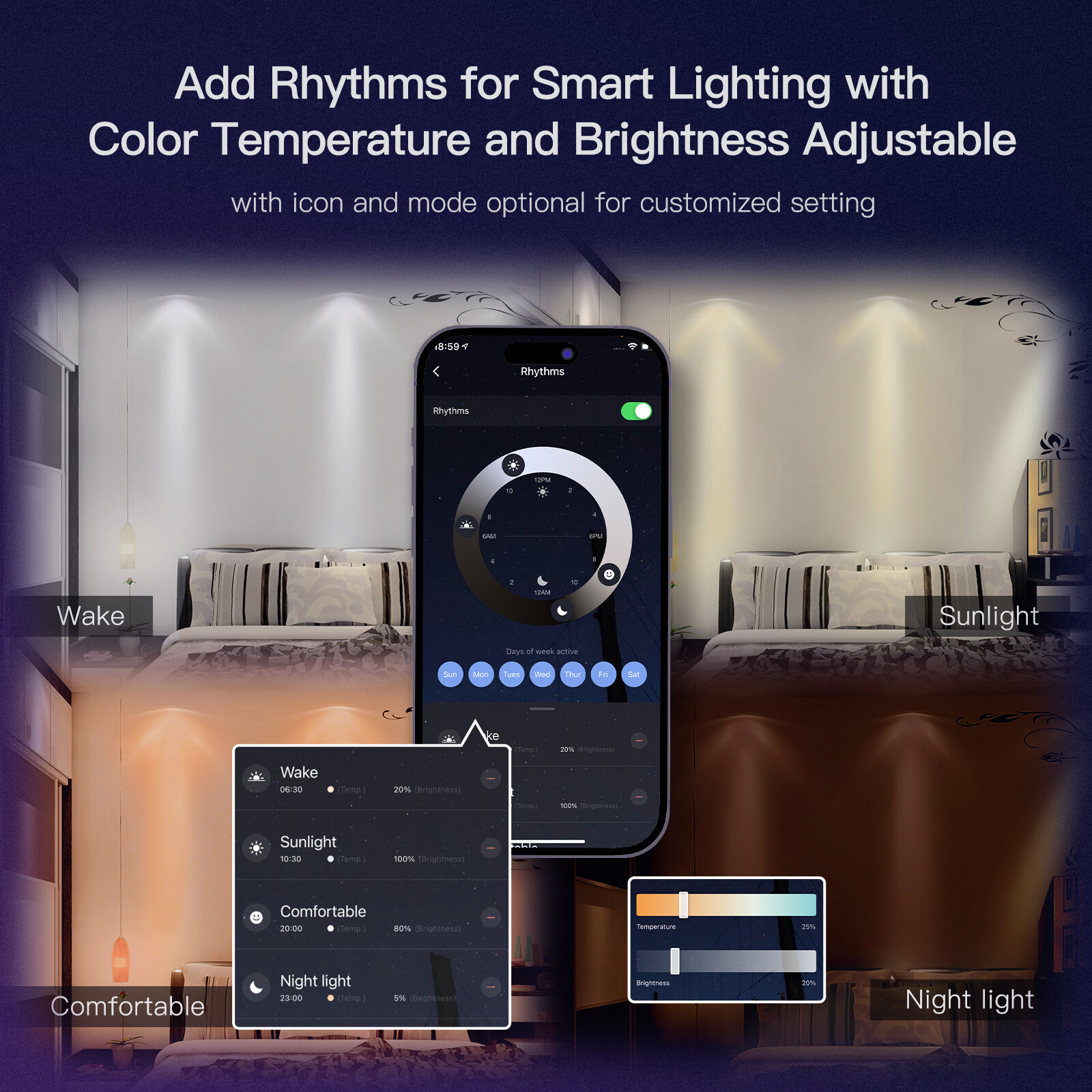 MOES WiFi GU10 Smart LED Light Bulbs RGB C+W Dimmable Lamps 5W Alexa Google APP