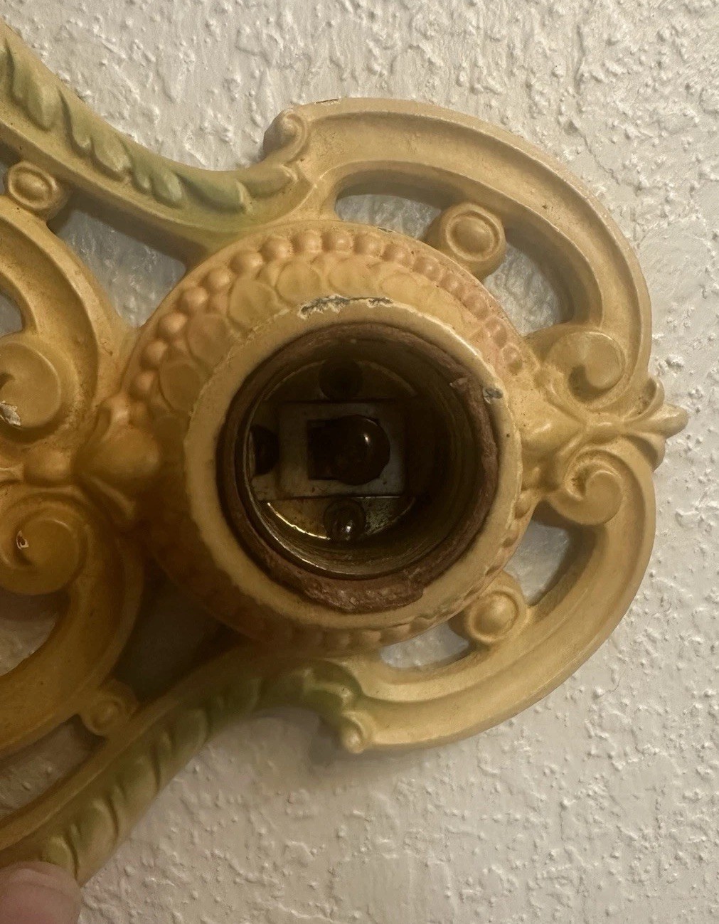 Antique art deco flat mount ceiling 2 light fixture with double light Late 1800s