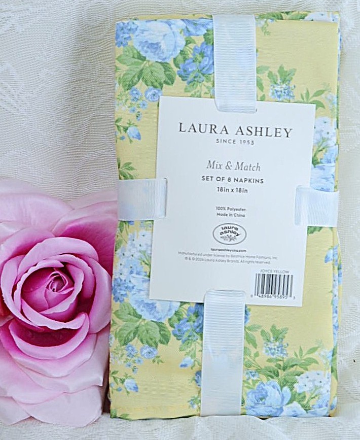 NEW W/TAG SEALED LAURA  ASHLEY NAPKINS  MIX/MATCH FLORAL YELLOW NEW STOCK