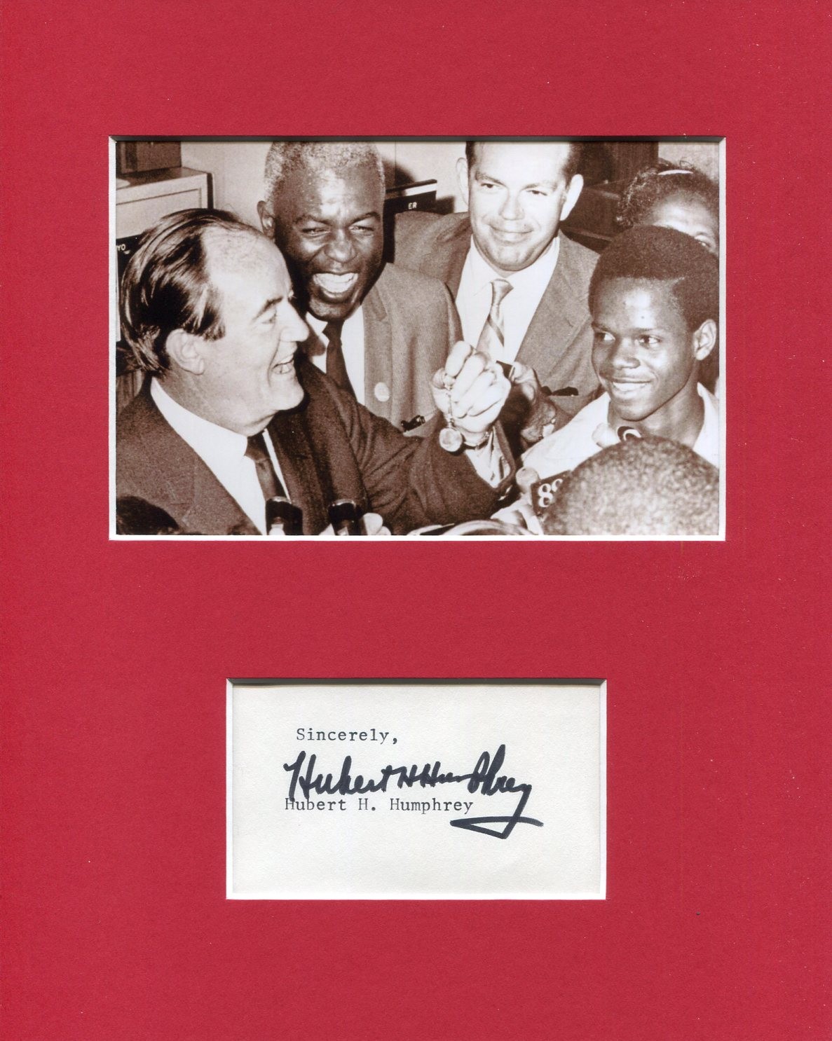 Hubert Humphrey US Vice President Signed Autograph Photo Display Jackie Robinson