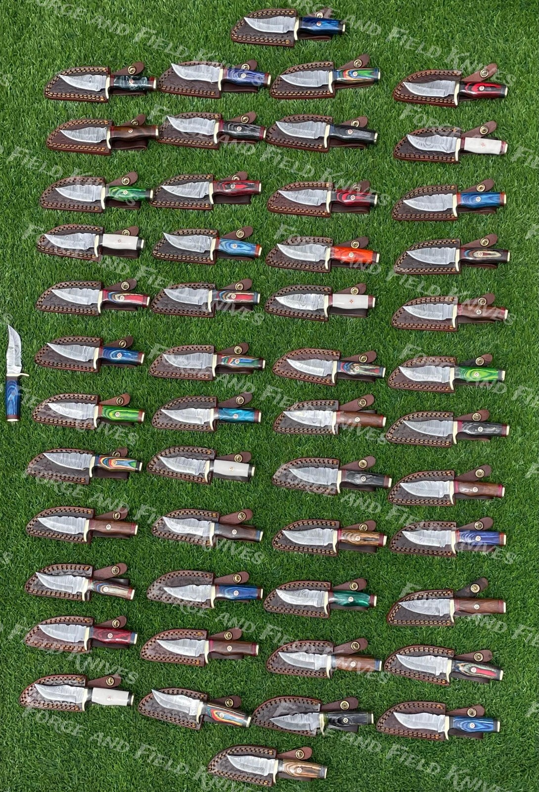 Set of 20 Custom Handmade Damascus Steel 6" Camping & Hunting Knives - From USA