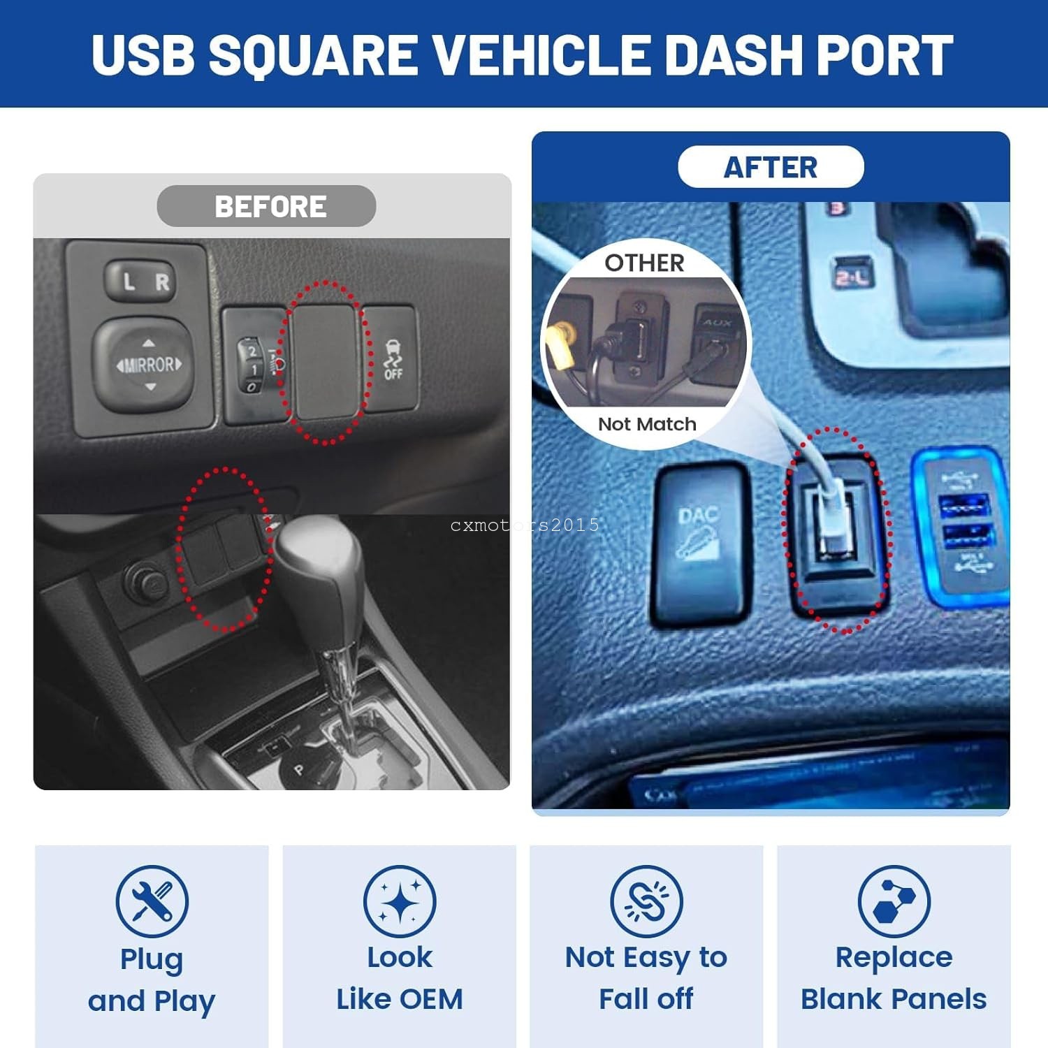 USB Port Charging Adapter w/ Cable For Toyota 4Runner 03-09 highlander 01-07