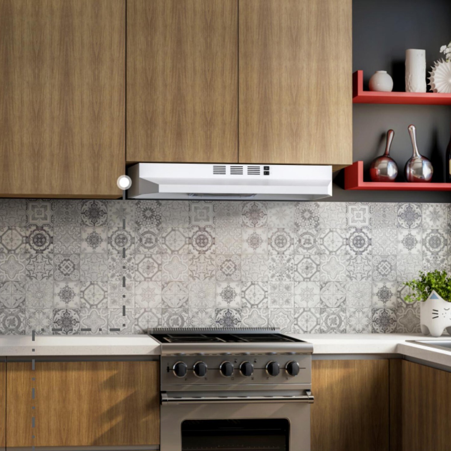 30 inch Under Cabinet Range Hood 230CFM Ducted/Ductless White Painted w/LED New