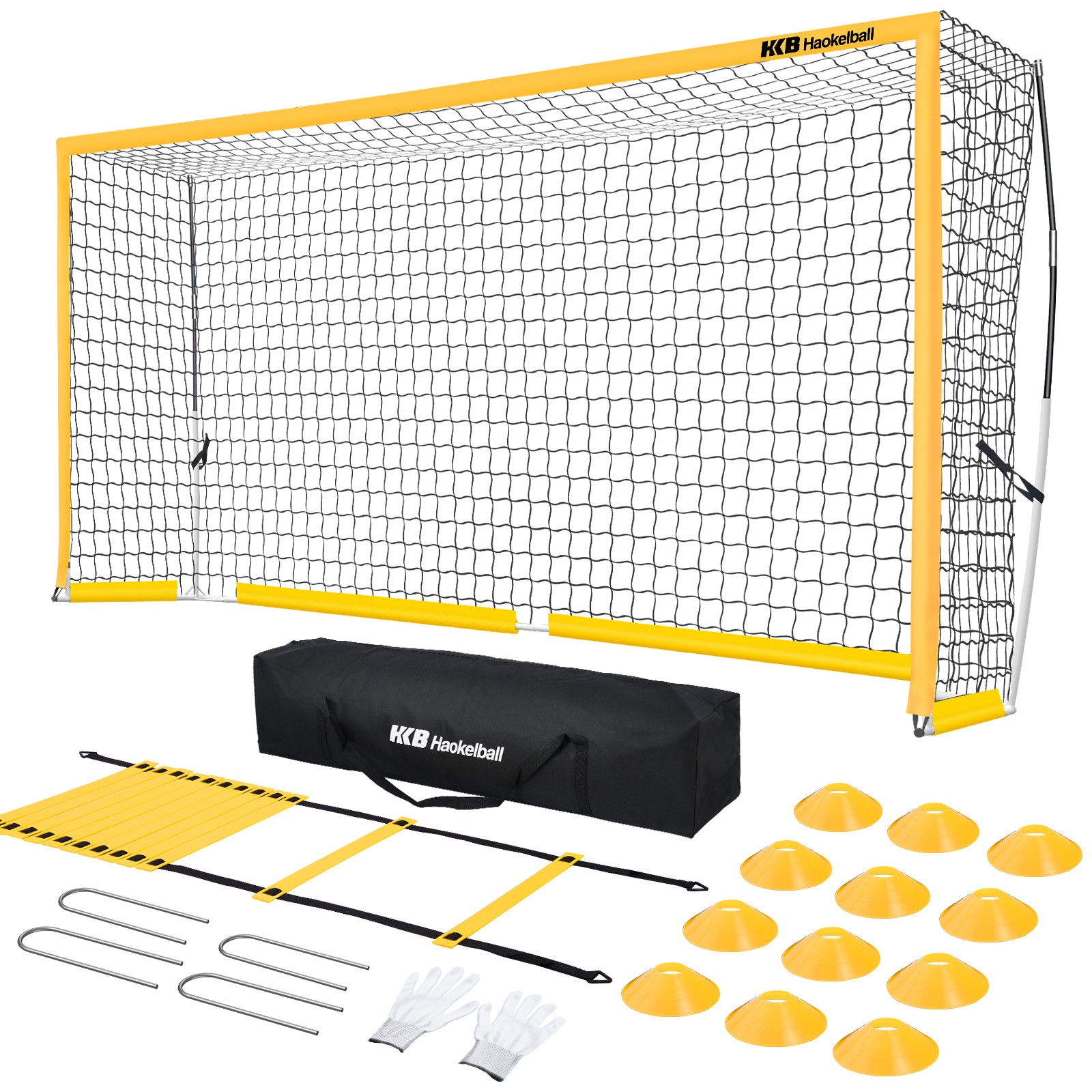 12'x6' Portable Soccer Goal for Backyard Adults w/Net & Frame Ladder & 12 Cones