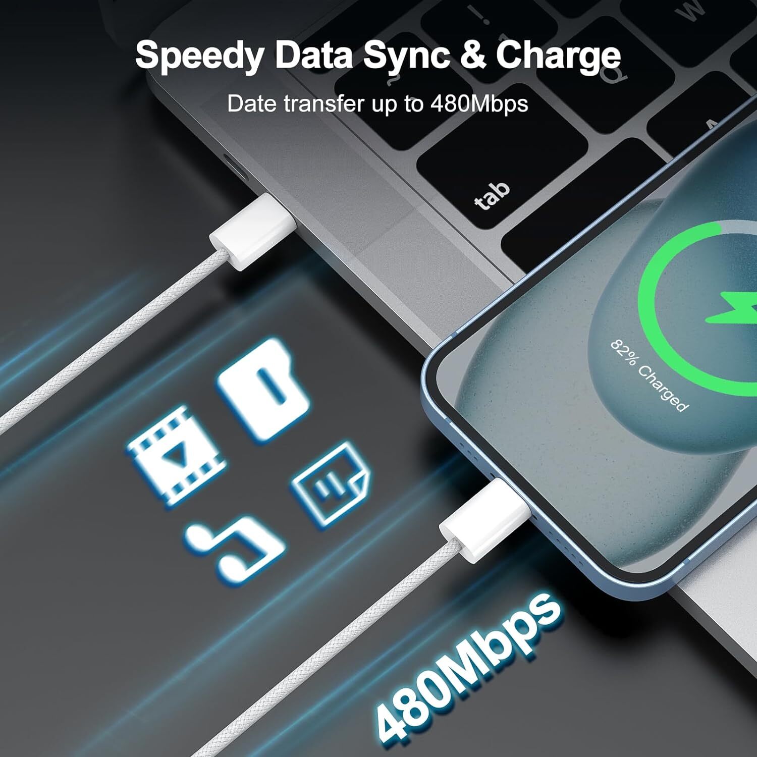 60W USB-C to USB-C Fast Charger Cable Lot Nylon Cord For iPhone 15 16 17 Samsung