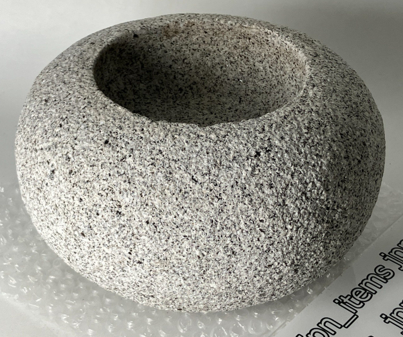 Small Granite Stone Water Bowl 8.6 in Chozubachi Japanese Garden Ornament Statue
