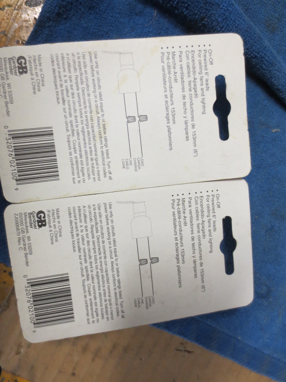 Lot of 2 Gardner Bender GSW-35 SPST On/Off Nickel All Angle Pull-Chain Switch