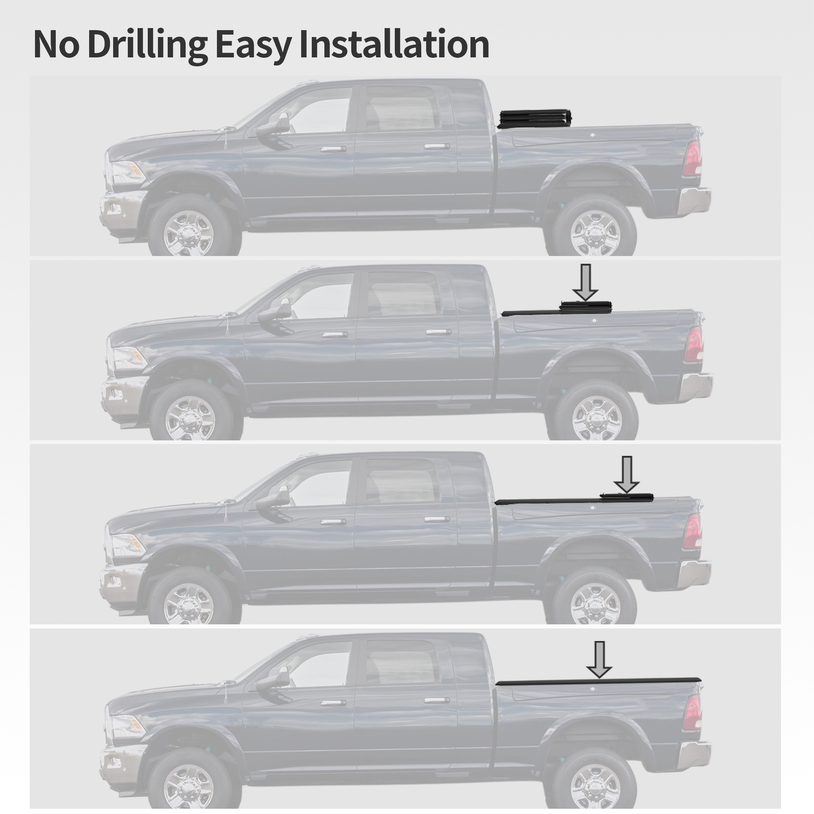 4-Fold 6.4FT/6.5FT Soft Tonneau Cover For 2002-2023 Dodge Ram 1500 2500 3500 Bed