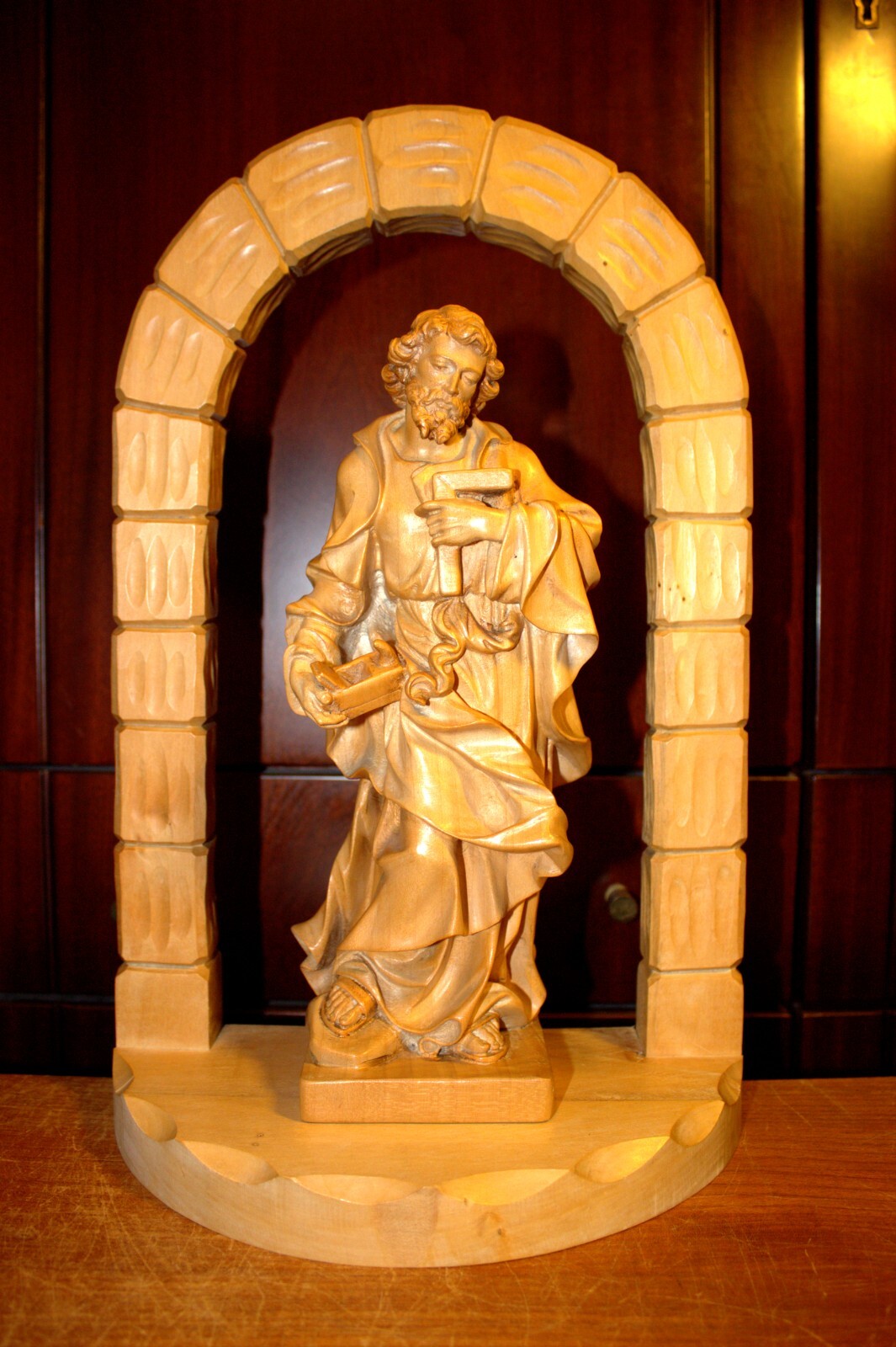 11.6"/16" HAND CARVED WOOD PATRON SAINT JOSEPH CARPENTER FIGURE STATUE SCULPTURE