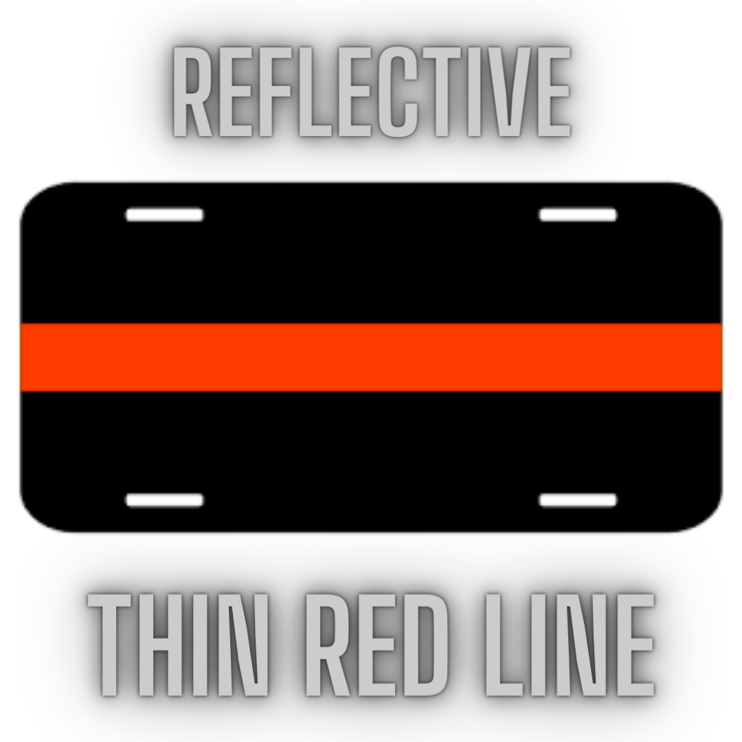 Reflective Thin Red Line License Plate Tag