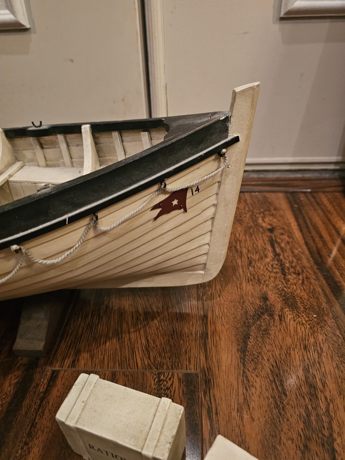 Vintage Liverpool #14 Wood Model Of Titanic Lifeboat, 31" W/Oars, Mast &...