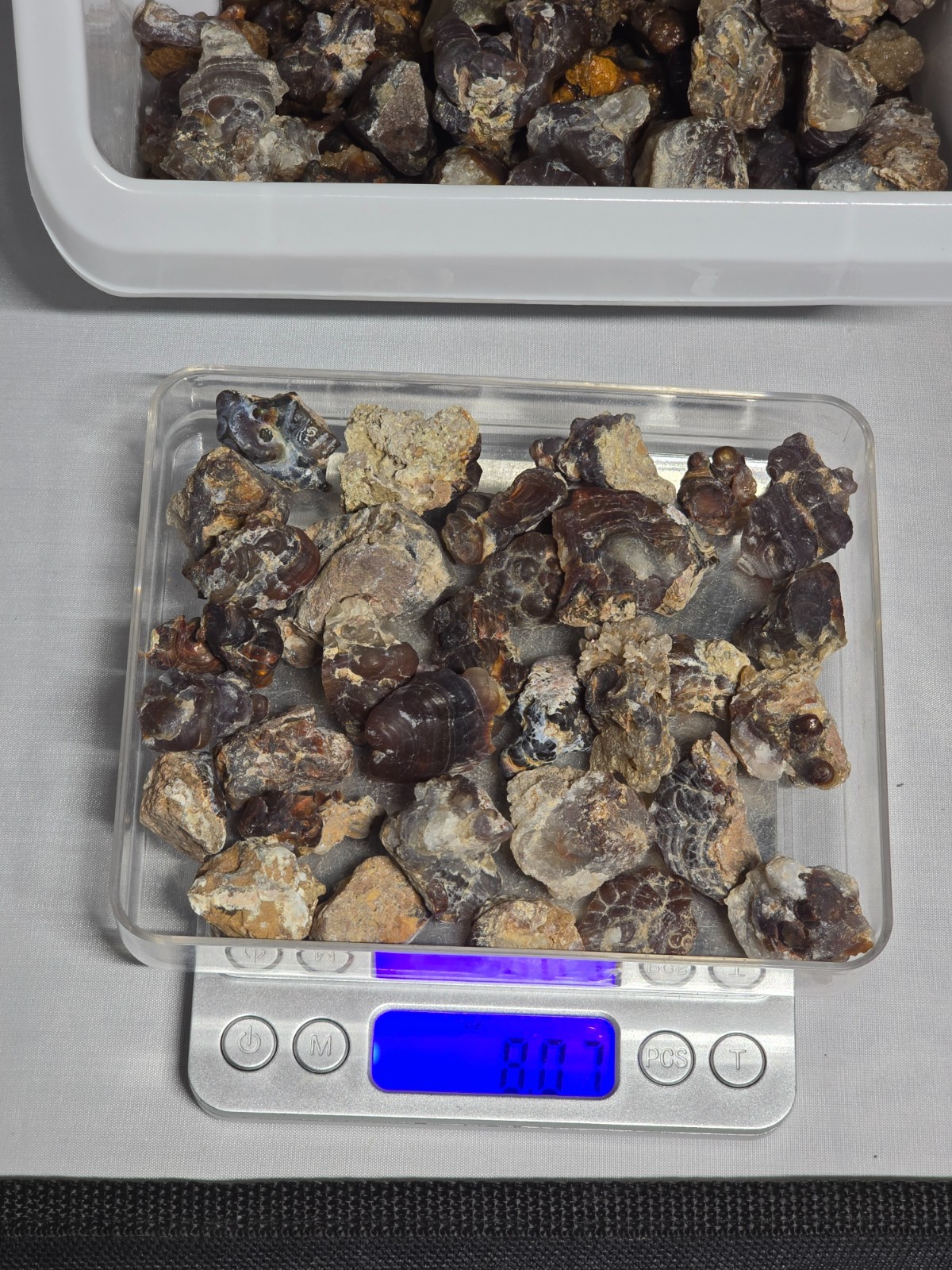 1/2 Lb Mid to Choice Grade Fire Agate Smalls Untreated Colorful Blind Grab Rough