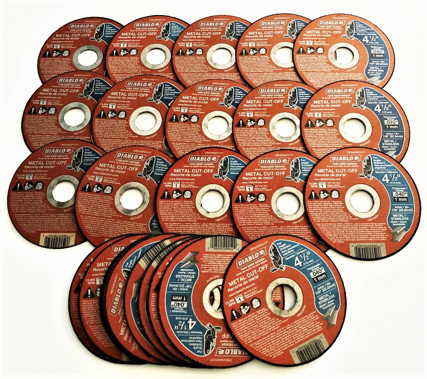 100 DIABLO 4-1/2" X .040" THIN KERF METAL/STAINLESS ANGLE GRINDER CUT-OFF WHEEL