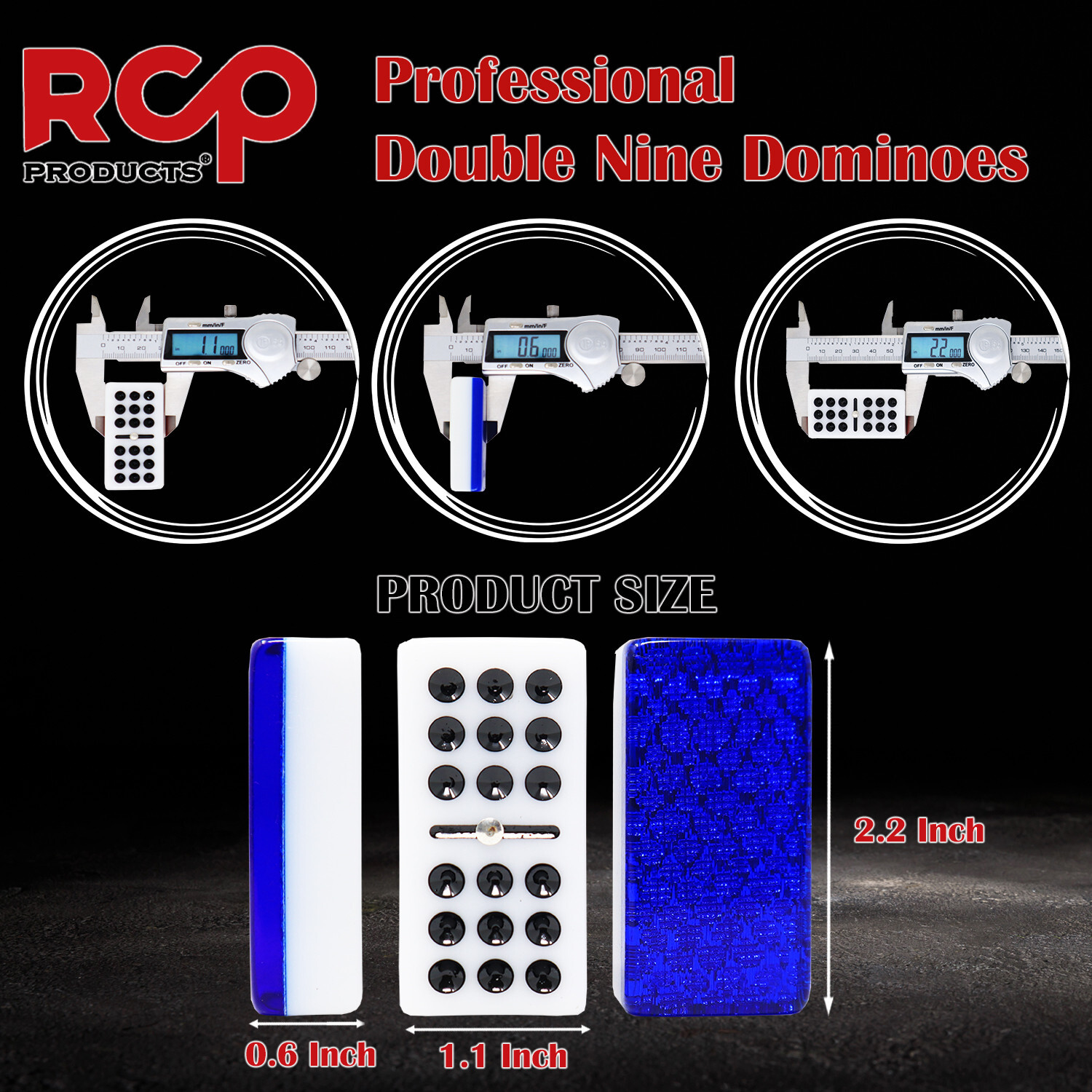 RCP Cuban Domino Cubano Profesional Doble Nine, Domino Doble Nueve Blue,Azul