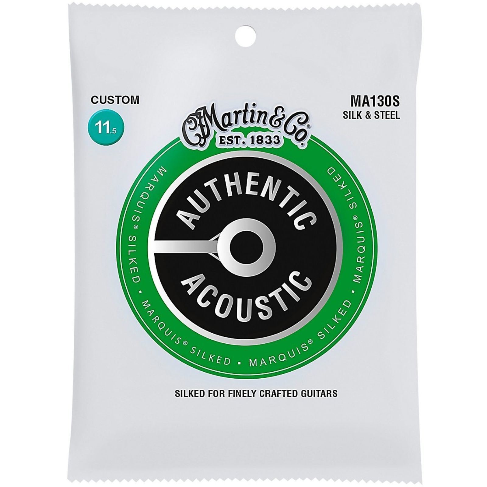 Martin MA130S Authentic Acoustic Marquis Silked Guitar Strings, Silk and Steel