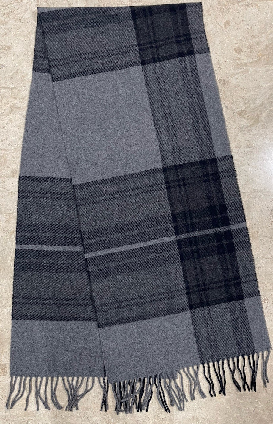 Italian Woollen Treasures 100% Lambwool Scarf Made In Italy Multi Gray 70” X 40”