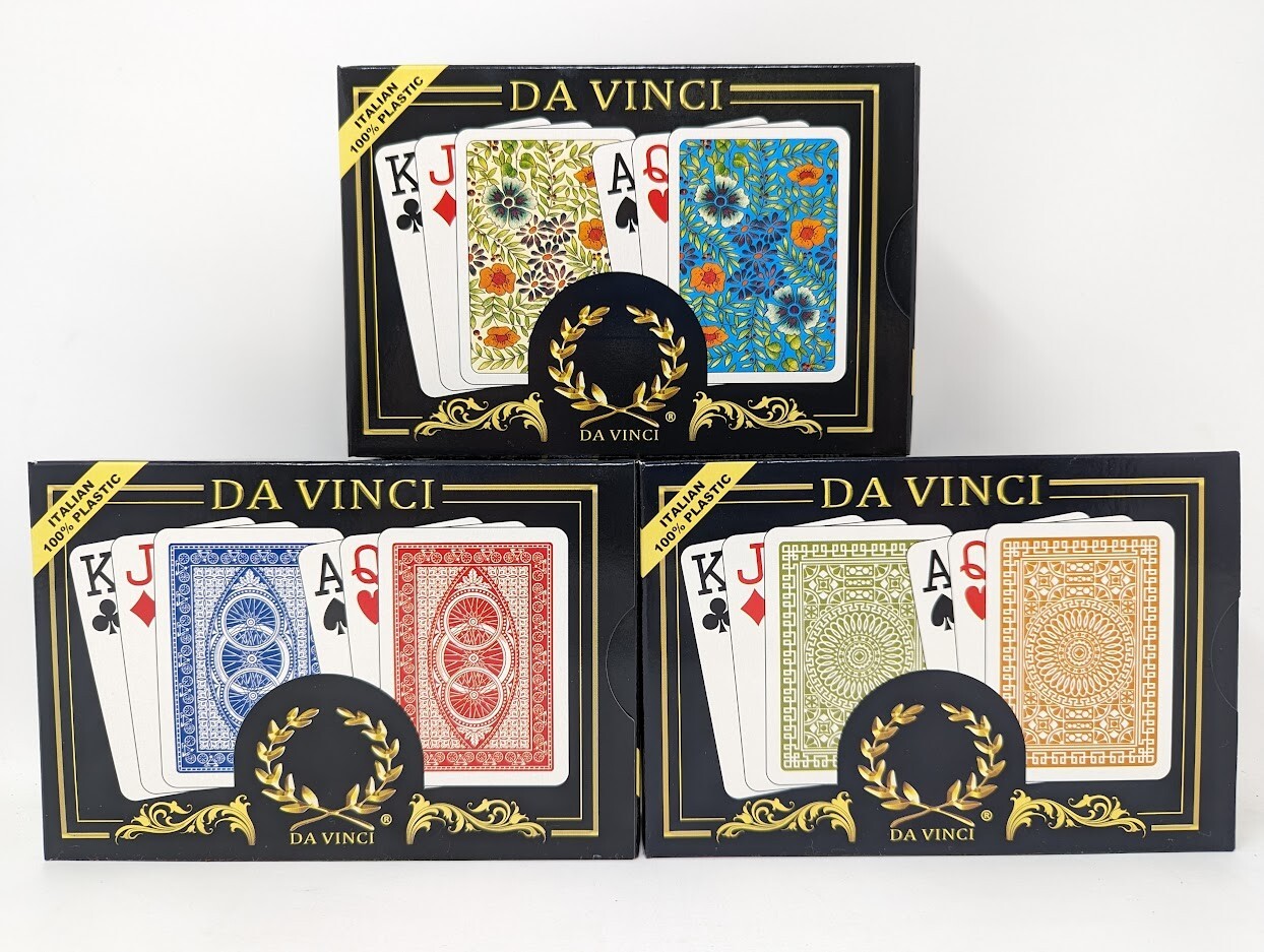 DA VINCI Poker Size Jumbo Index 100% Plastic Playing Cards Collection (3 pack)