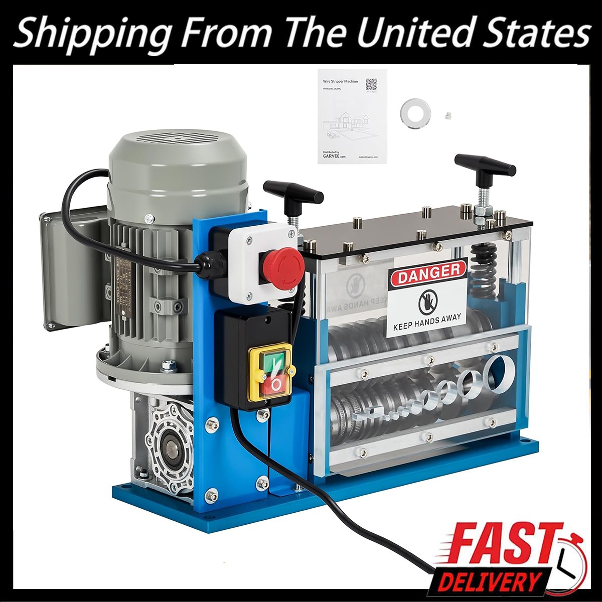 370W Electric Wire Stripping Machine ,Portable Scrap Cable Stripper 0.06"-1.5"