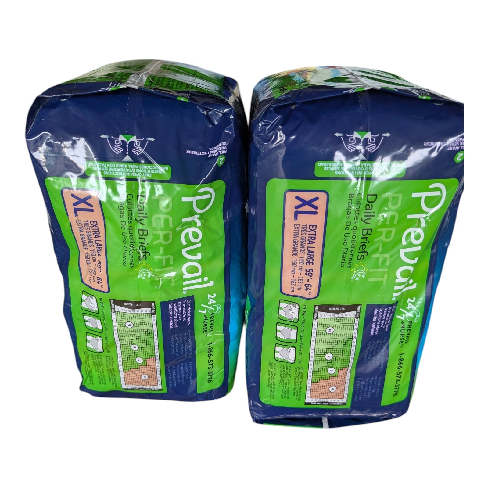 2x Prevail Per-Fit Incontinence Brief XL Mat Body Shape Maximum 30 Total Briefs