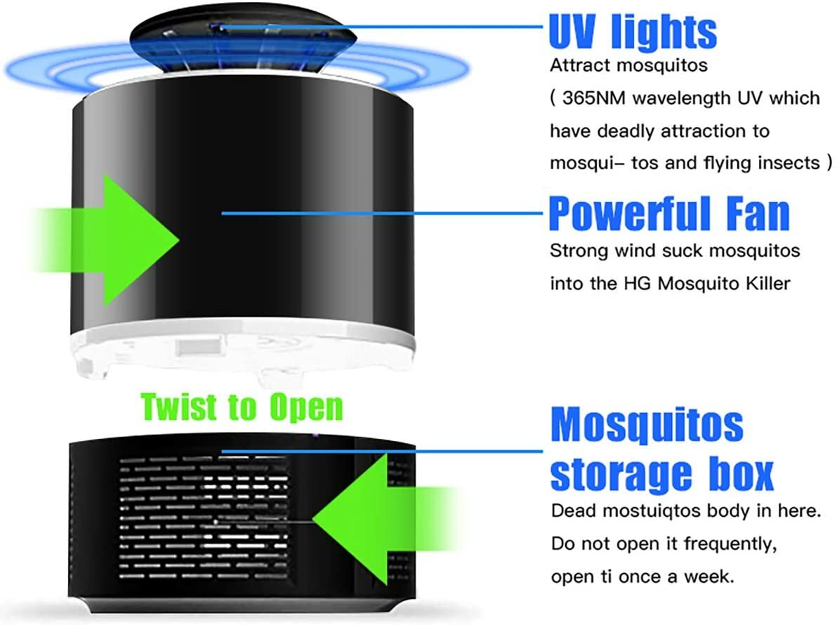 Electric UV Mosquito Killer Lamp Outdoor/Indoor Fly Bug Insect Zapper Trap USB