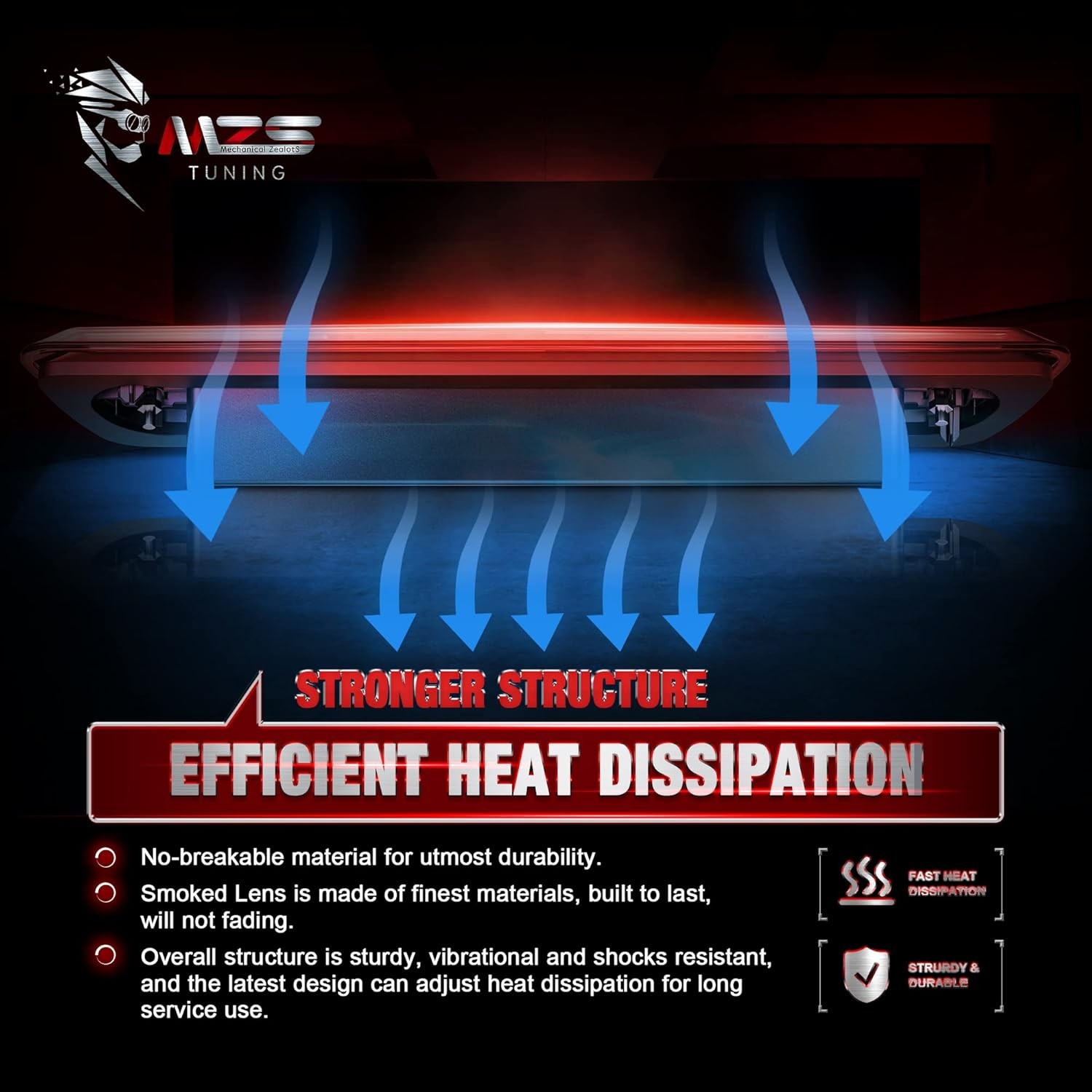 Luz freno tercera LED impermeable p/ F150 2009-2014, rojo/blanco