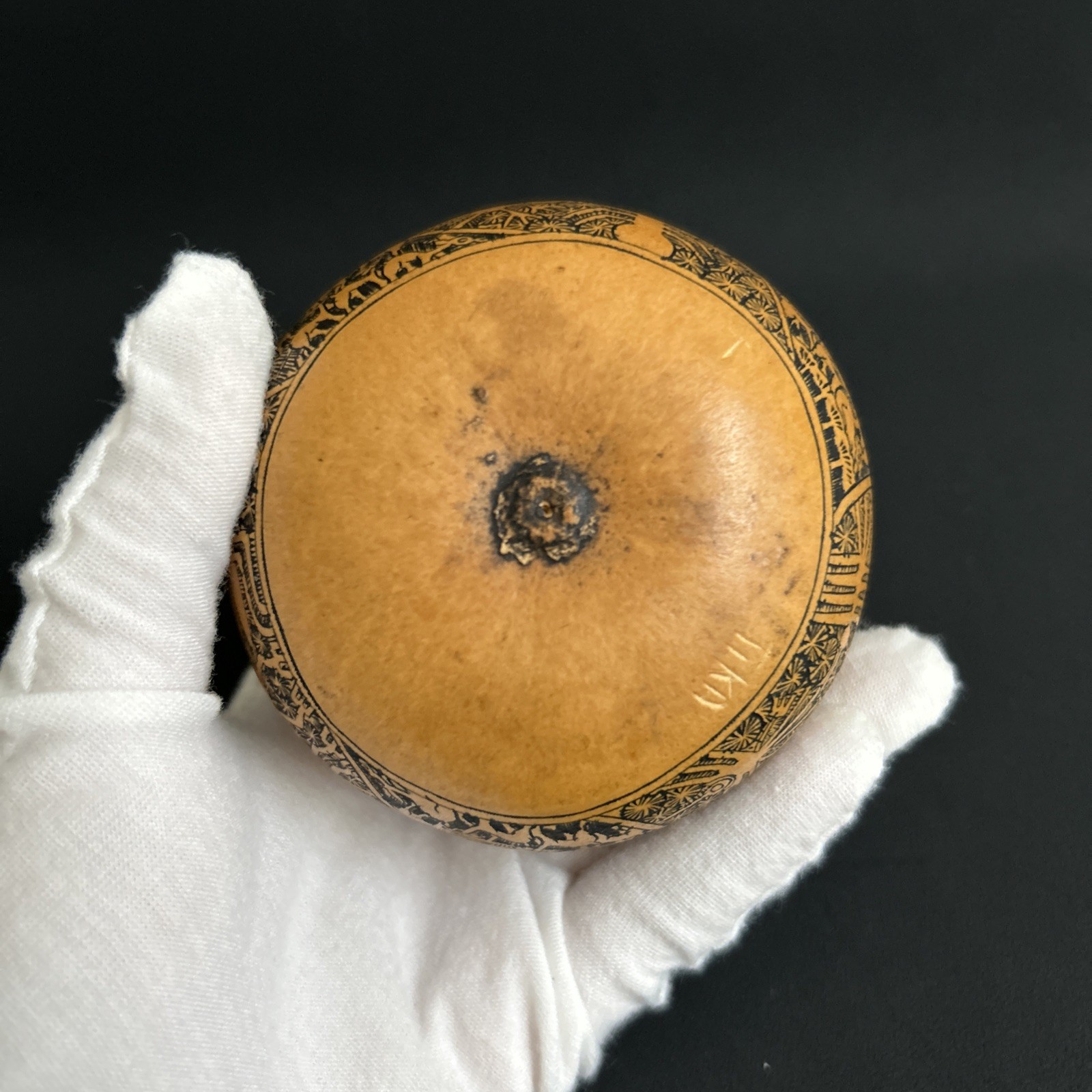 Exquisitely Hand-Carved Natural Gourd with Peruvian Cultural Motifs and Totems