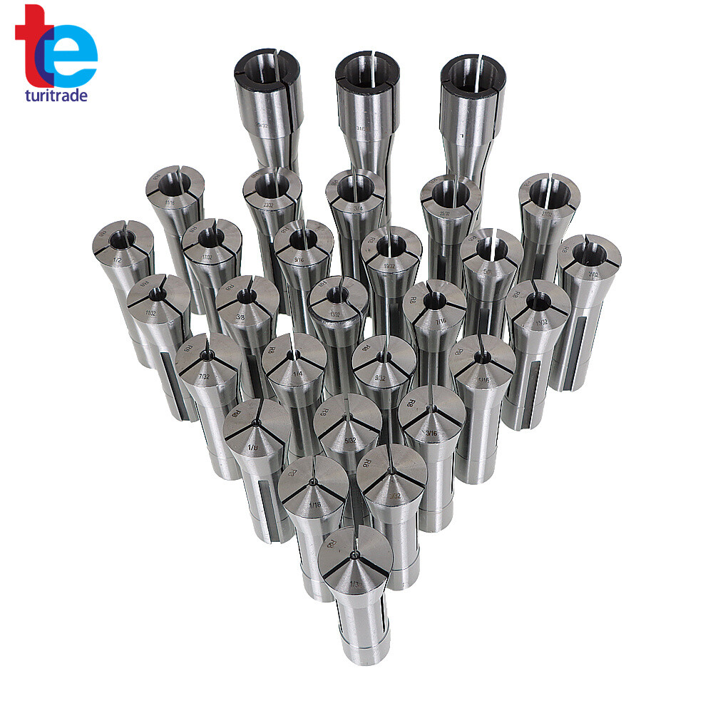 29Pcs R8 Spring Collet Set Fractional 1/32" To 1" High Precision for Bridgeport