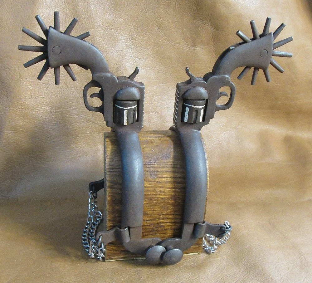 E Garcia Pistol Brown Finish Silver Spurs