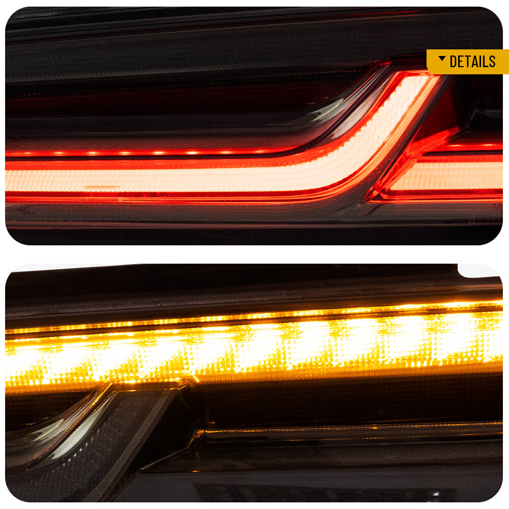 VLAND LED Tail Lights For Chevy Camaro 2016-2018 DRL FULL Smoked Rear Lights