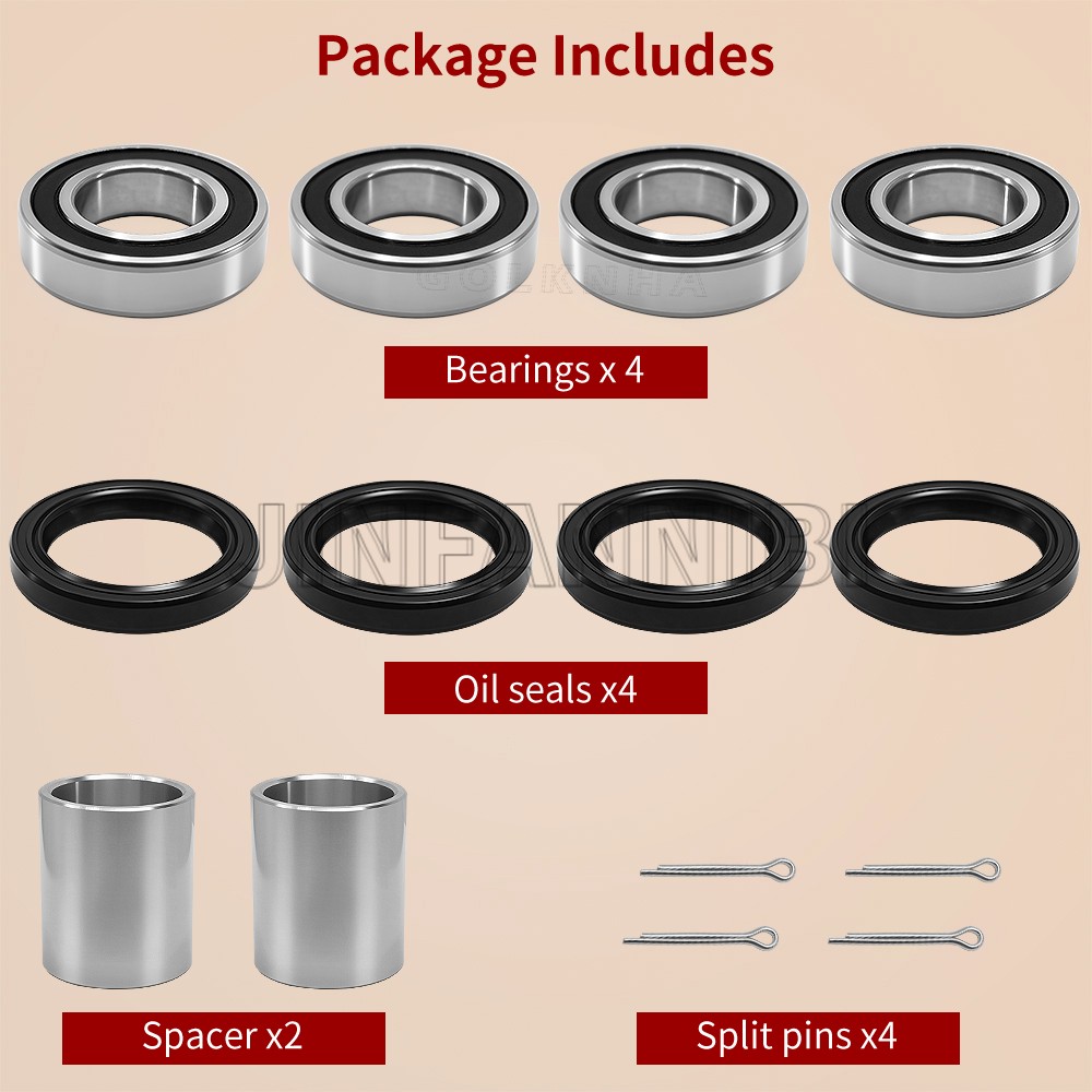 2SET Front Wheel Bearings Seals Kit for Kawasaki Mule 2510 3000 3010 4000 4010