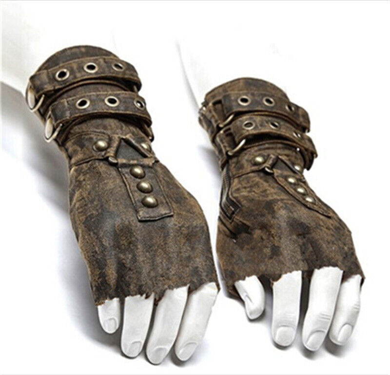 Medieval Men's Button Rivets Arm Glove Armor Wrist Cuffs Bracers Gauntlet