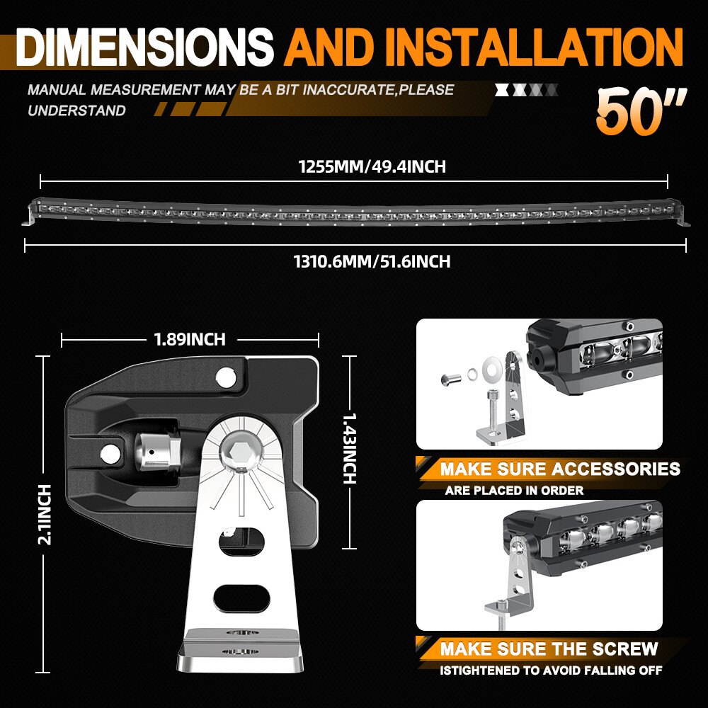 For 2017-25 Can-am Maverick X3 Curved 50'' LED Light Bar Roof Bracket + 4" Pods