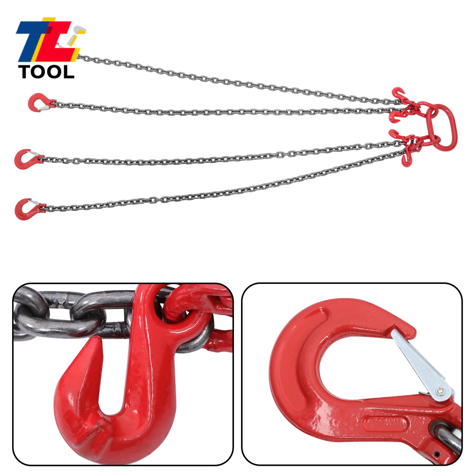 5 Ton 5/16 Inch x 5 Ft Lifting Chains G80 Chain Sling with 4 Leg Grab Hooks